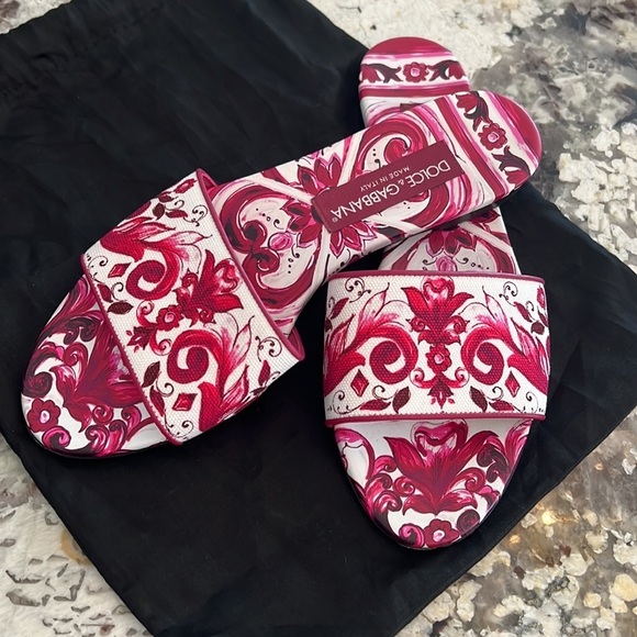 DOLCE & GABBANA PRINTED CANCAS SLIDES SIZE 38.5 - Picture 6 of 17